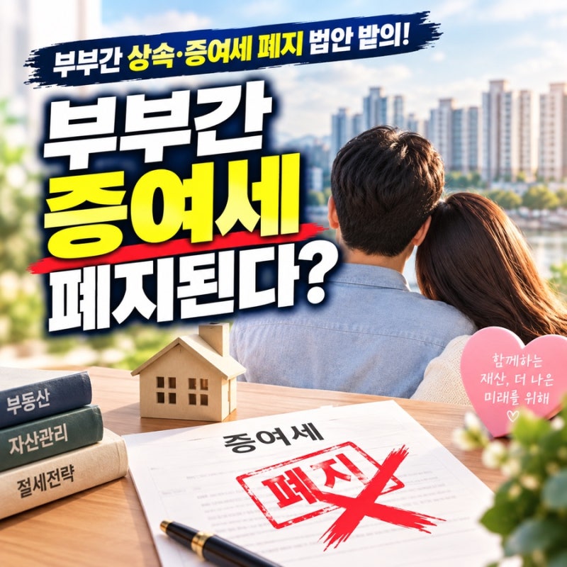 [1탄]부부간 상속세 증여세 폐지된다면? 10억·20억·30억 아파트로 증여세 계산해봤다