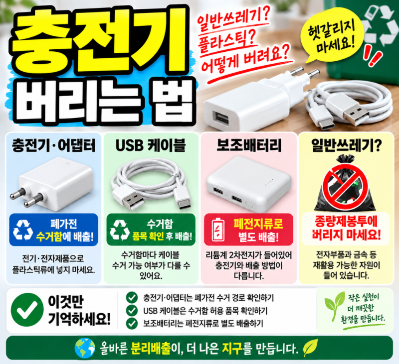 충전기 버리는 법｜휴대폰 어댑터·USB 케이블·전선 일반쓰레기? 분리수거 총정리