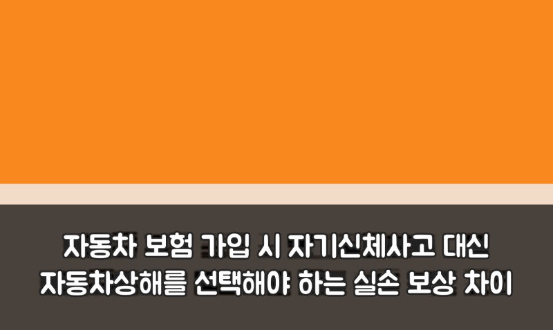 자동차 보험 가입 시 자기신체사고 대신 자동차상해를 선택해야 하는 실손 보상 차이