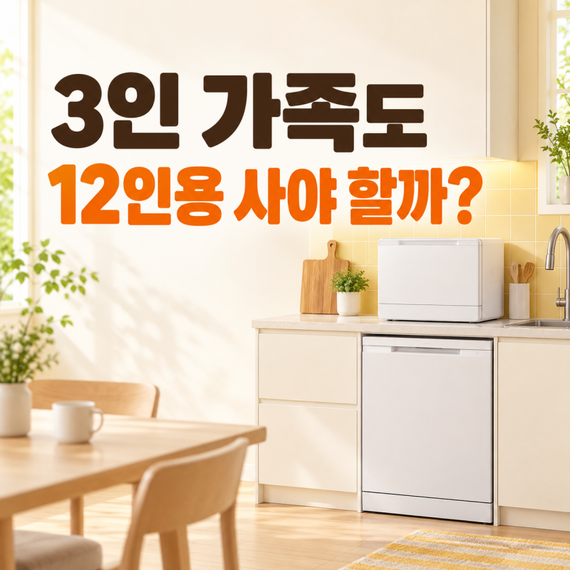3인 가족도 12인용 식기세척기를 사야 할까? 6인용과 수납량·설치비 비교