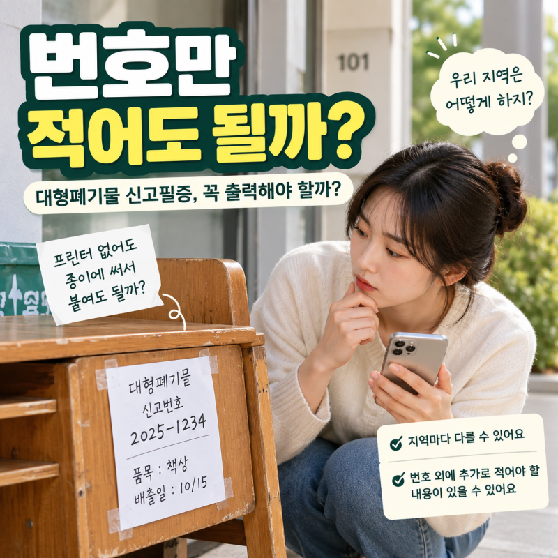 대형폐기물 신고필증 번호 써서 붙이기,프린터 없을 때 종이에 뭐 적어야 할까?
