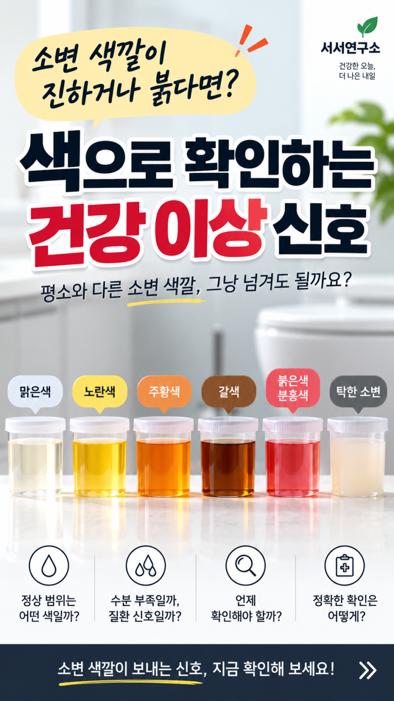 소변 색깔이 진하거나 붉다면? 색으로 확인하는 건강 이상 신호