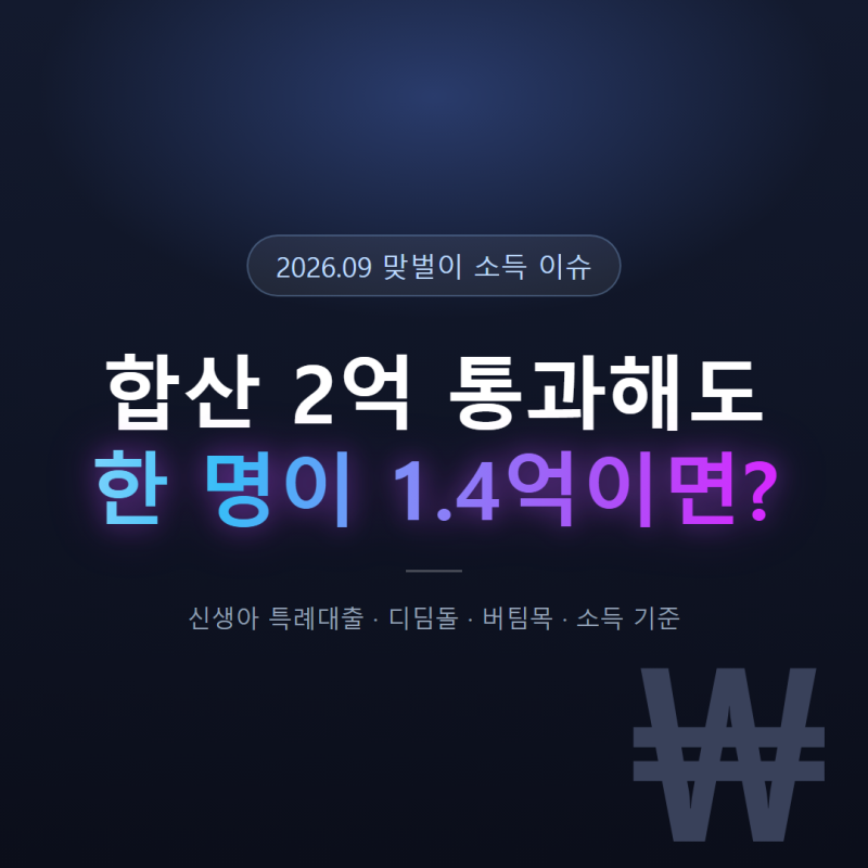신생아 특례대출 맞벌이 소득 기준, 부부 합산이 통과해도 걸리는 경우