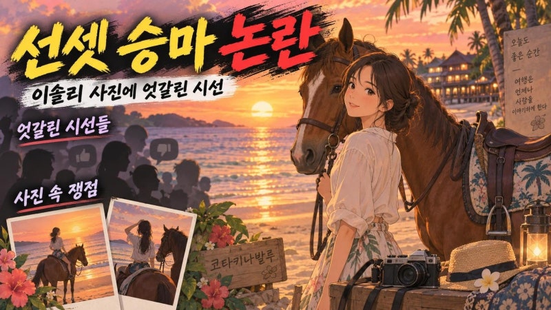 이솔리 코타키나발루 선셋 승마 사진 논란, 엇갈린 반응의 이유