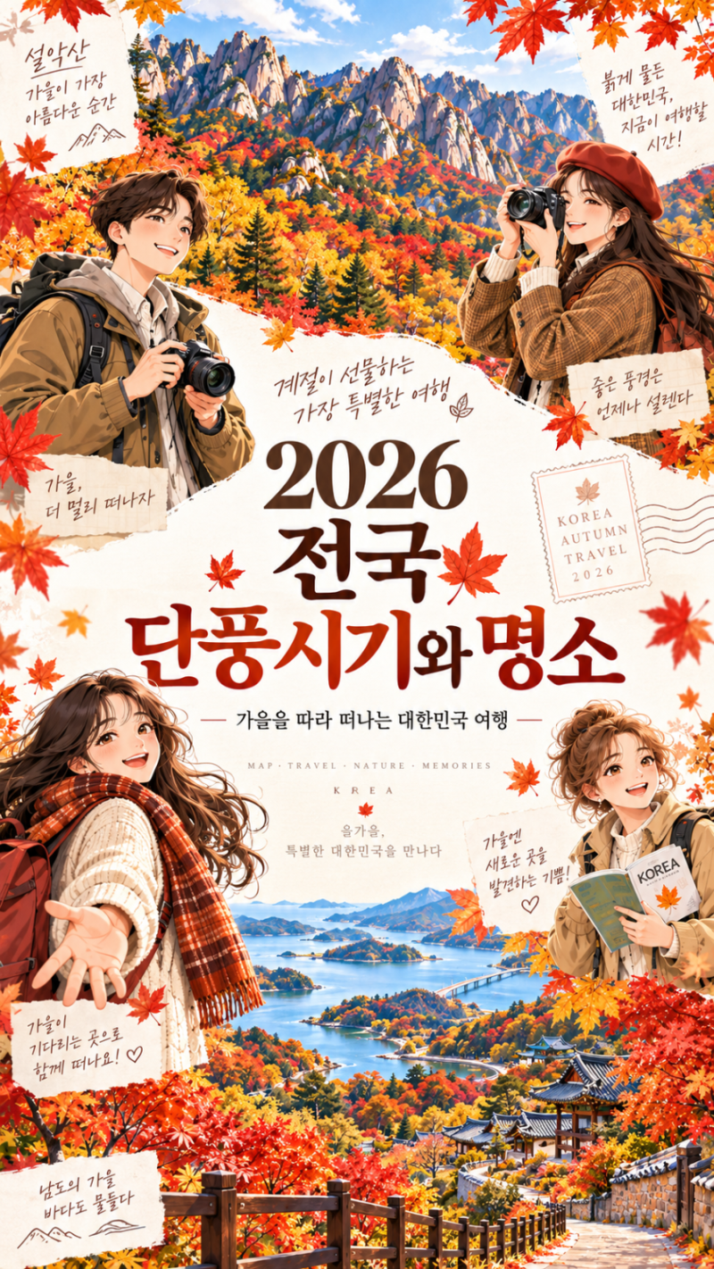 2026 전국 단풍 시기 총정리 지역별 절정 예상일과 가을 단풍 명소 여행 가이드