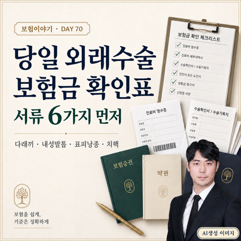당일 외래수술 보험금, 무엇부터 확인할까? 다래끼·내성발톱·표피낭종·치핵 6칸 확인표