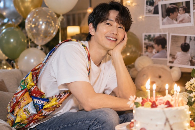 송중기 41세 생일 근황, 과자 가방 메고 드러낸 두 아이 아빠의 소년미