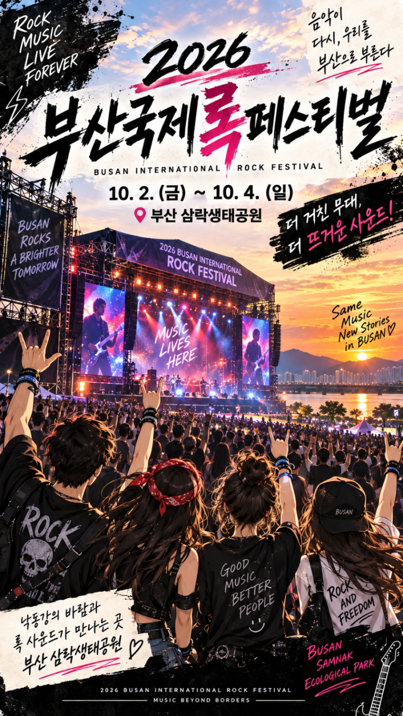 2026 부산국제록페스티벌 총정리｜10월 2~4일 출연가수 99팀·라인업·티켓·주차·교통 안내