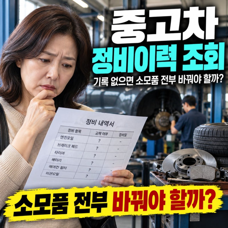 중고차 정비이력 조회, 기록 없으면 소모품 전부 바꿔야 할까?
