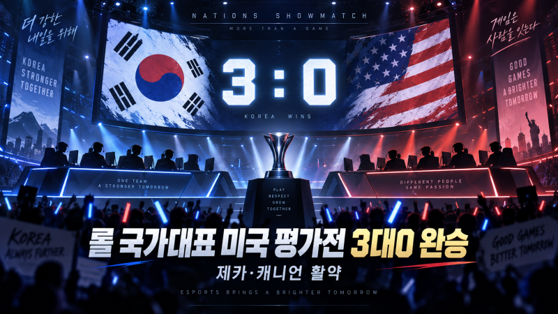 롤 국가대표 미국 평가전 3대0 완승｜제카·캐니언 활약, 경기 결과 총정리