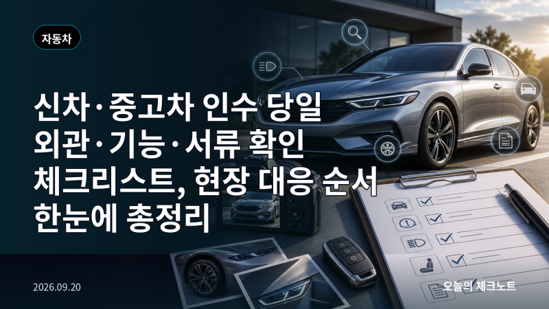 신차·중고차 인수 당일 외관·기능·서류 확인 체크리스트, 현장 대응 순서 한눈에 총정리