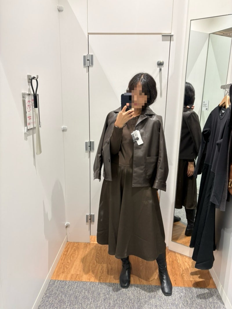 ✨유니클로 U라인✨ 새틴 콤비네이션 원피스 입어볼게요♀️