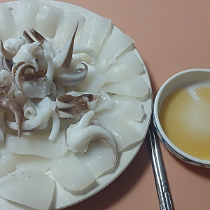 냉동실 마지막 갑오징어 회