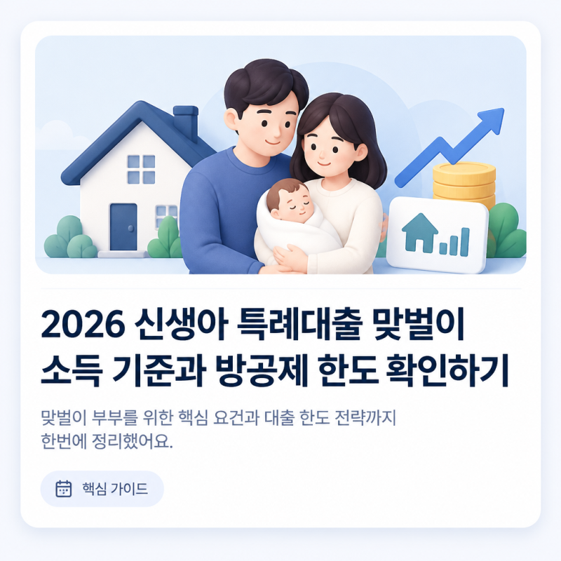 2026 신생아 특례대출 맞벌이 소득 기준과 방공제 한도 확인하기