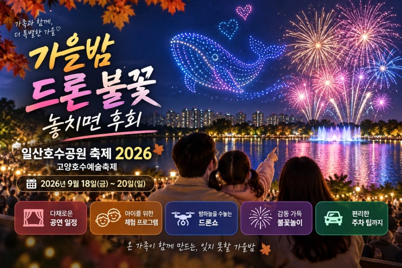 일산호수공원 축제 2026 핵심 일정 총정리｜아이 체험부터 드론쇼·불꽃놀이·주차 팁까지