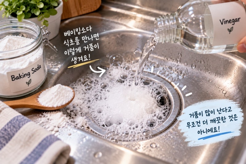 베이킹소다와 식초 같이 쓰면 청소가 더 잘될까? 거품이 많이 난다고 더 강력한 건 아닙니다