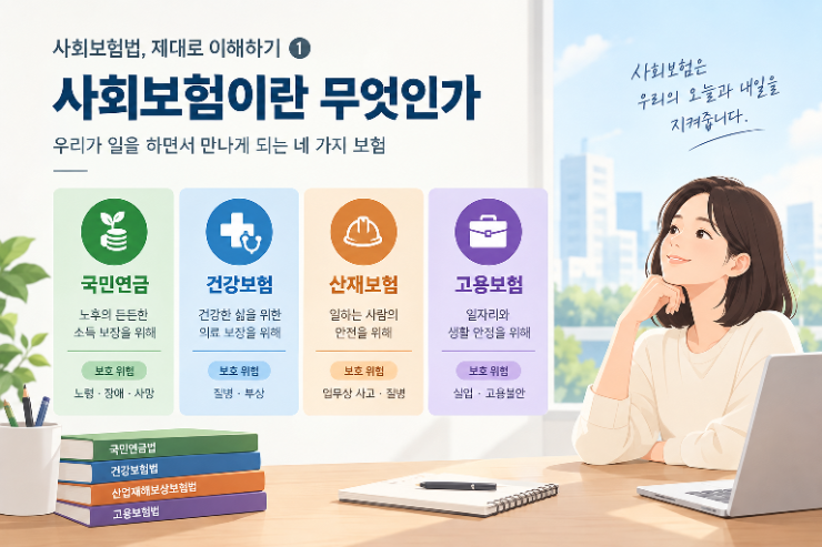 ⚠️ 사회보험법, 제대로 이해하기 ① 사회보험이란? - 살면서 만나게 되는 네 가지 보험