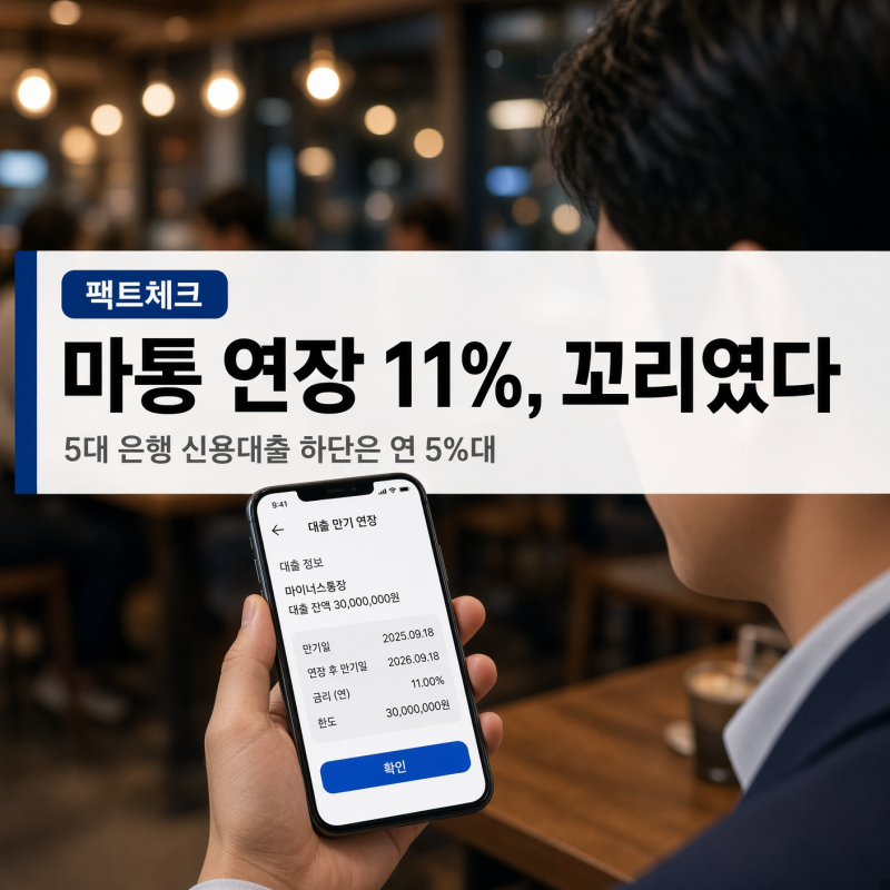 ▶ 마이너스통장 연장 금리 11% 팩트체크, 한도 줄어드는 이유 3가지