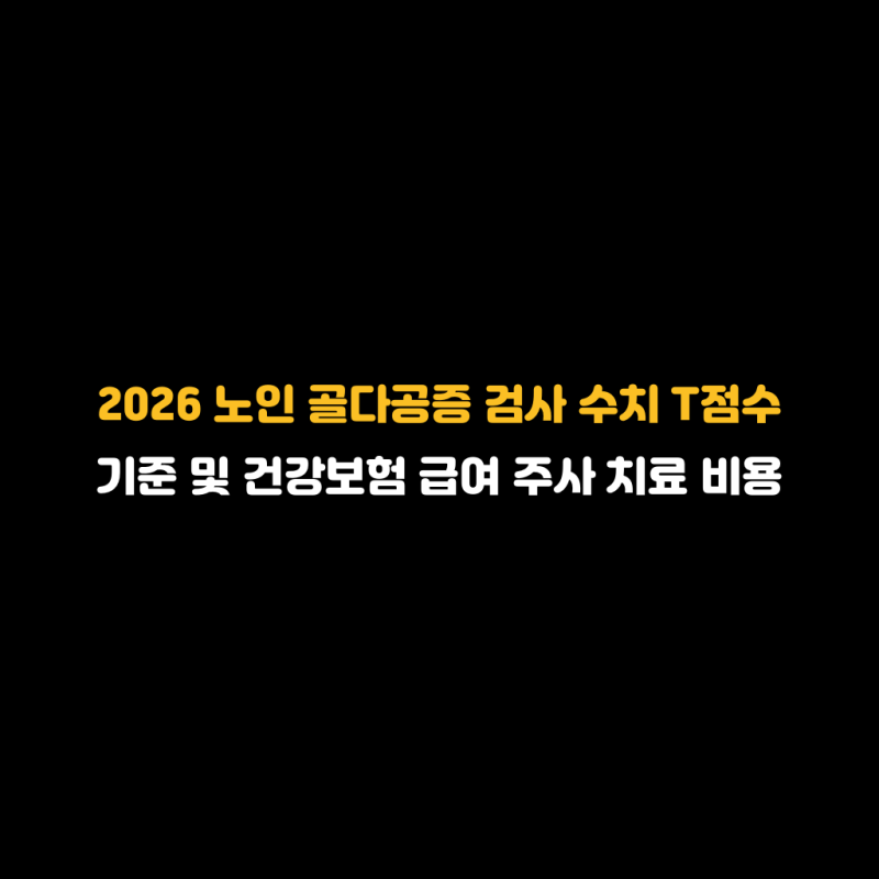 2026 노인 골다공증 검사 수치 T점수 기준 및 건강보험 급여 주사 치료 비용