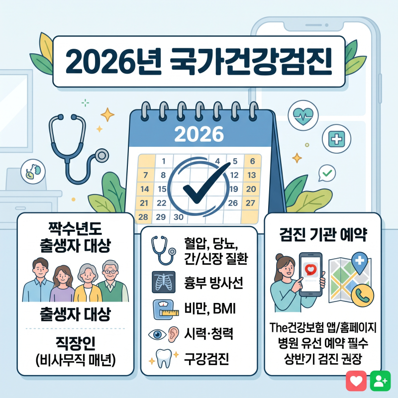 2026년 국가건강검진 대상자 조회부터 검사항목·병원 예약 총정리