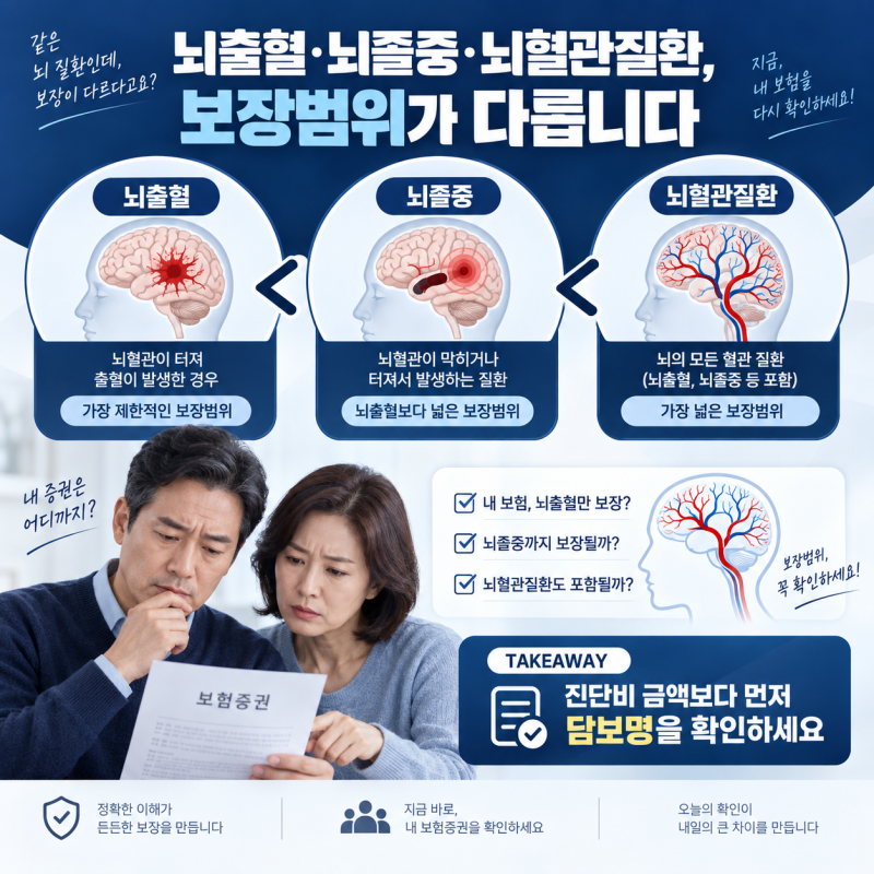 뇌혈관질환진단비 보장범위, 뇌출혈·뇌졸중과 어떻게 다를까?