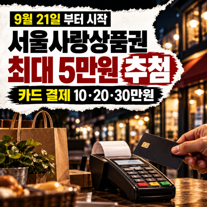 서울사랑상품권 최대 5만원 추첨, 9월 21일부터 카드 결제 이벤트 참여방법