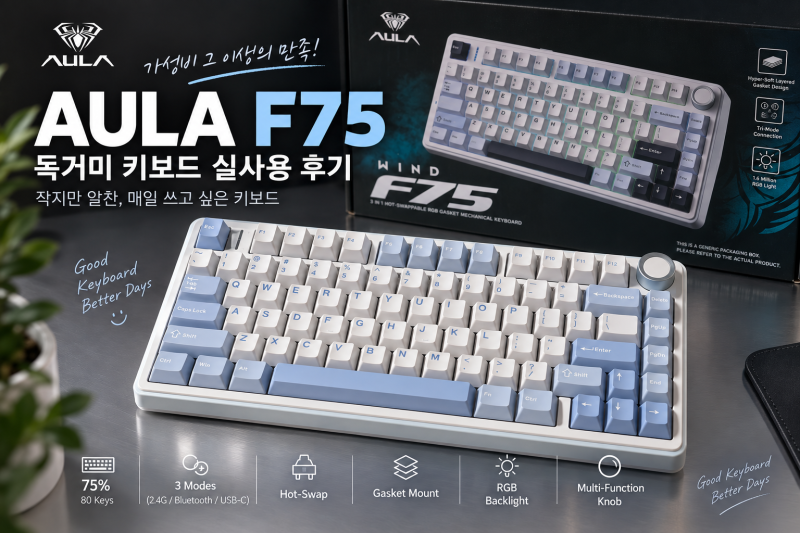 AULA F75 독거미 키보드 실사용 후기｜스테빌라이저부터 타건감까지 직접 써보니