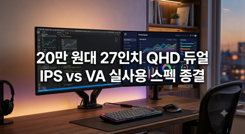 27인치 QHD 듀얼모니터 맞추기: 20만 원대 가성비 모델 실사용 스펙 가이드