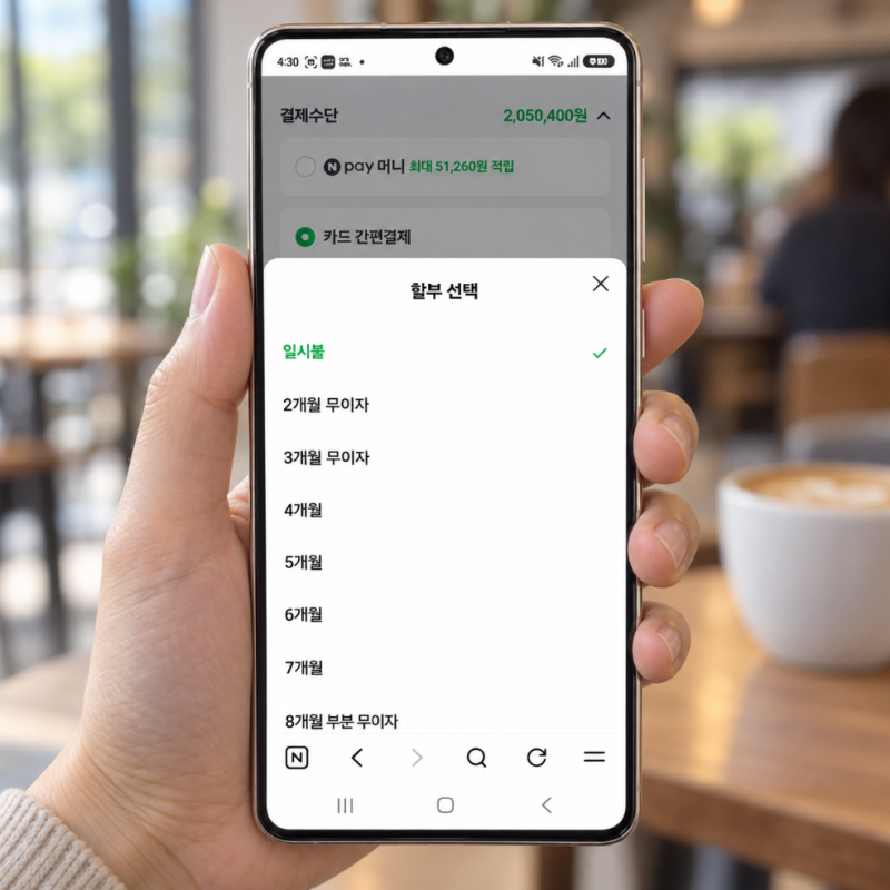 네이버 페이 카드 할부 분할 결제 구입 설정 방법