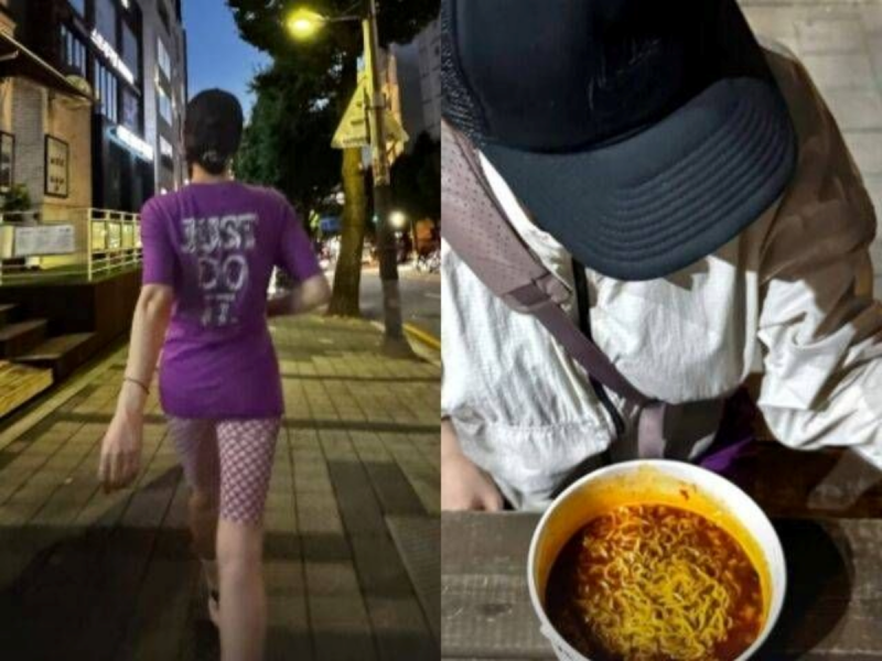 드레스 지퍼 안 올라가 뛰었다더니.. 이번엔 한강 라면 즐긴 여배우