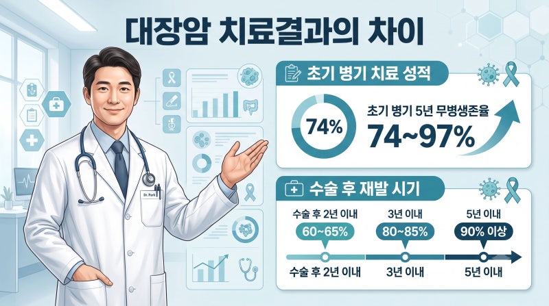 전이성 대장암 수술 후 완치 조건과 수술 후 전이 여부에 따라 생존율과 생존기간 차이