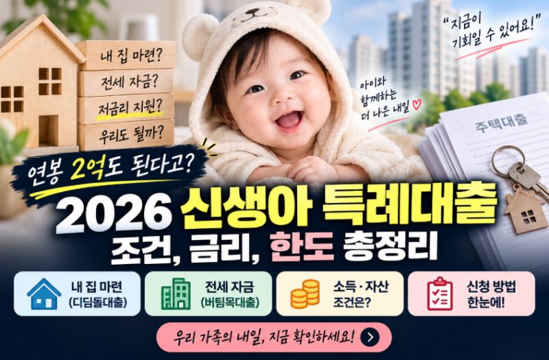 “연봉 2억도 된다고?” 2026 신생아 특례대출 조건, 금리·한도보다 먼저 볼 것