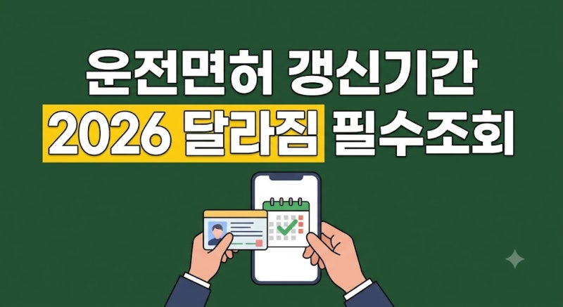 2026 운전면허 갱신기간 조회 방법, 적성검사 기간·1종 2종 차이