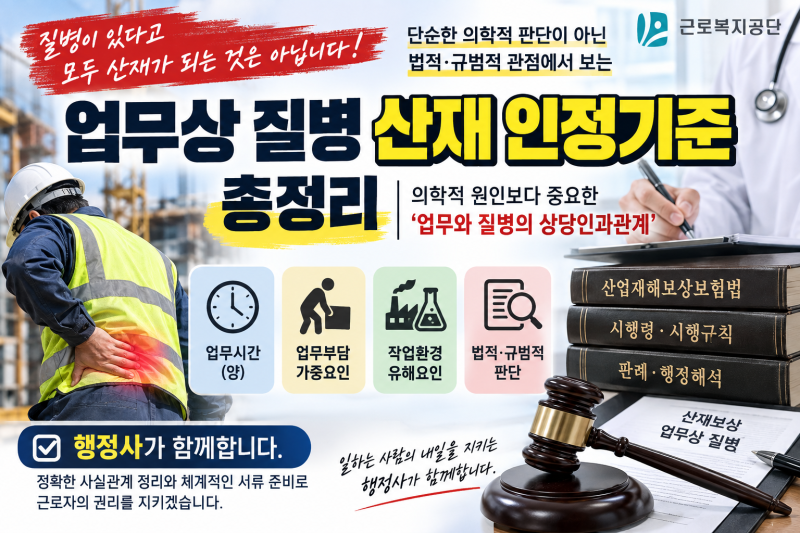 [행정사노우주] 질병이 있으면 산재가 될까? 업무상 질병의 핵심은 ‘상당인과관계’입니다