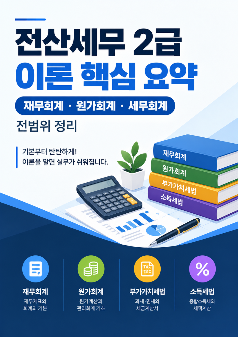 전산세무 2급 이론 핵심 요약 (재무회계 원가회계 세무회계) 등 시험 꿀 팁
