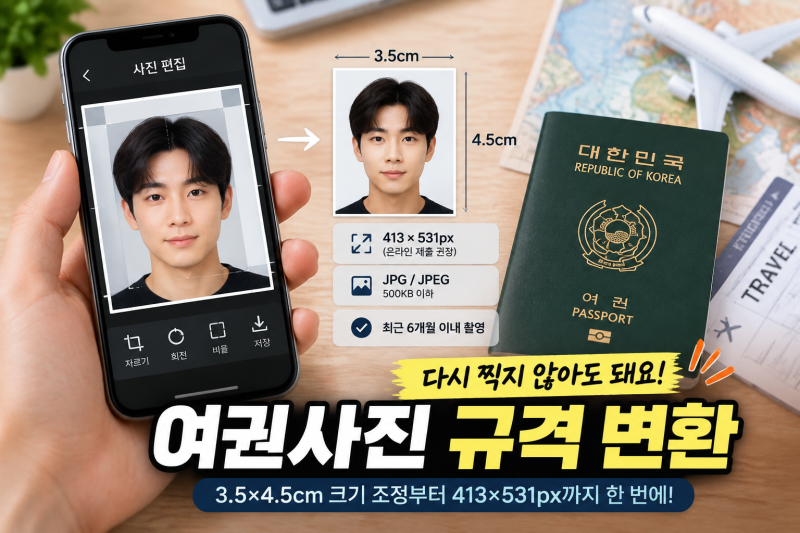 여권사진 규격 변환, 다시 찍지 않고 기존 사진 파일 크기 맞추는 방법