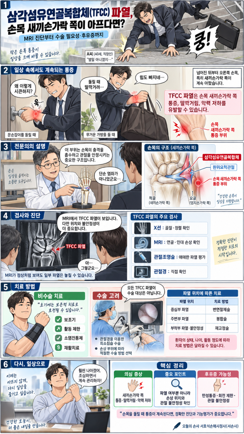 삼각섬유연골복합체(TFCC) 파열, 손목 새끼손가락 쪽이 아프다면?_Prepared by 서호석손해사정사