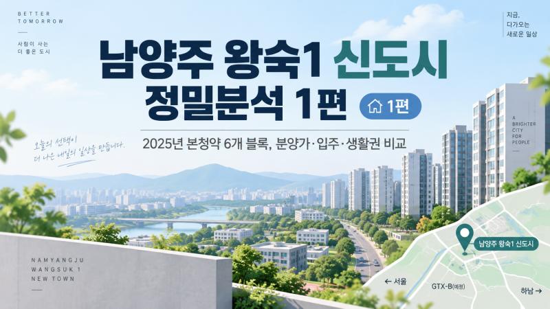 [남양주 왕숙1 신도시 정밀분석 1편｜2025년 본청약 6개 블록, 분양가·입주·생활권 비교.]