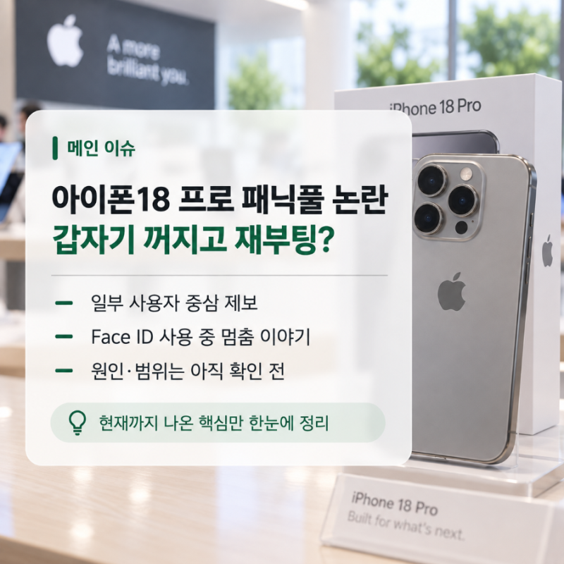 아이폰18 프로 패닉풀 논란, 갑자기 꺼지고 재부팅? 현재까지 나온 내용 정리
