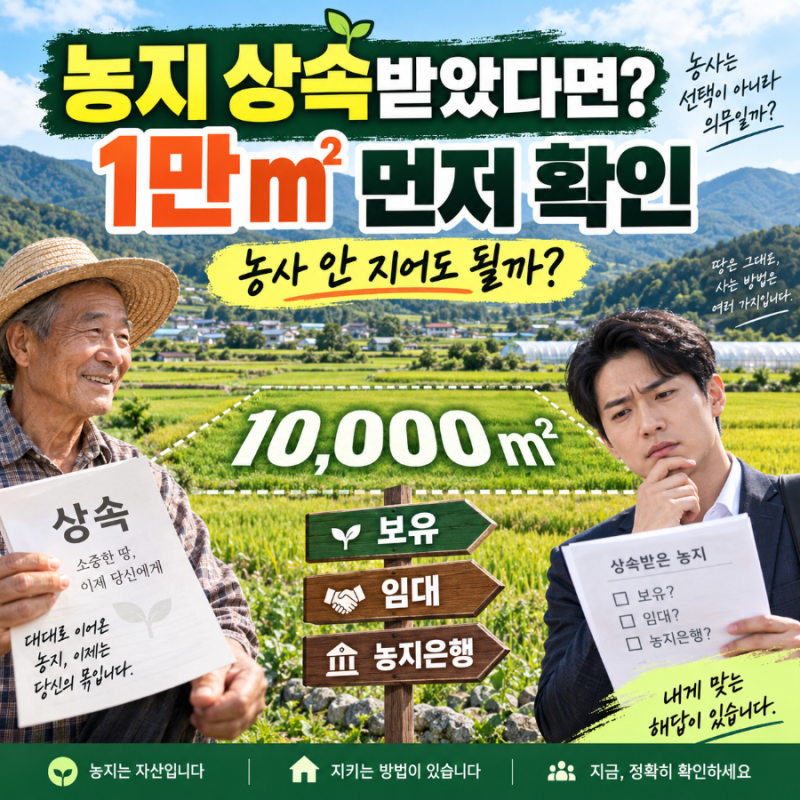 부모님 농지 상속받았는데 농사 못 짓는다면…먼저 ‘1만㎡’ 보세요 (2028년 상속농지 제도)