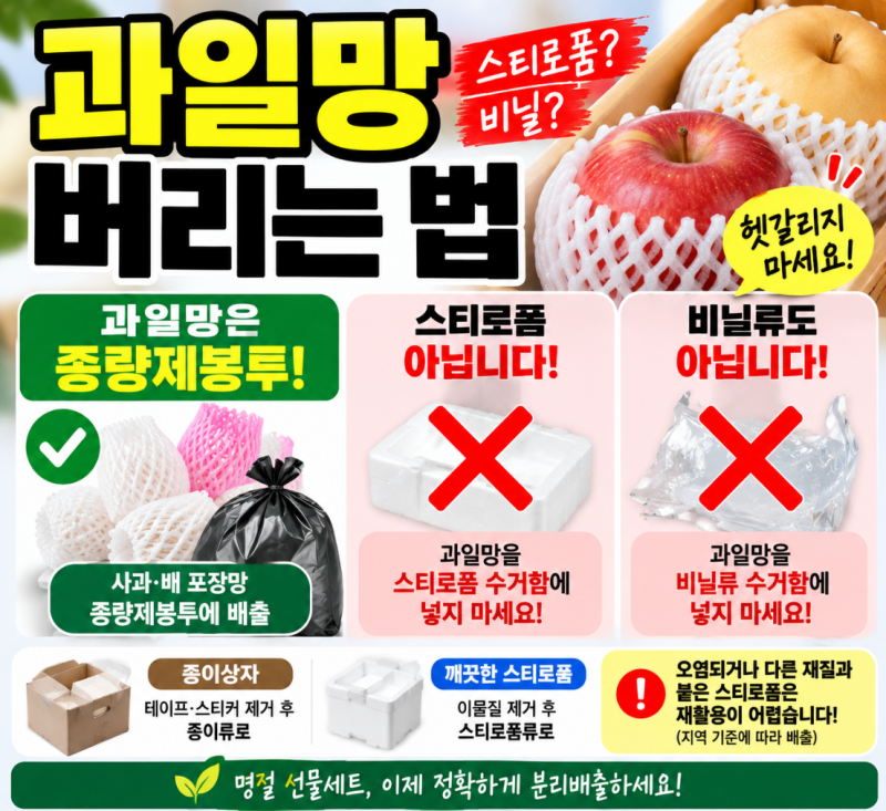 과일망 버리는 법｜사과·배 포장망 스티로폼? 비닐? 종량제봉투 총정리