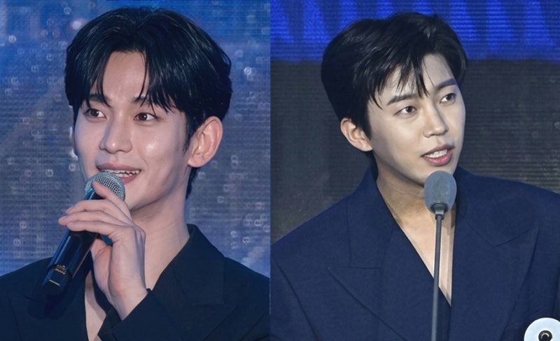 김수현 첫 공식석상은 임영웅과 함께…‘우리의 히어로’ 직접 시상...뜻밖의 만남에 시선 ....