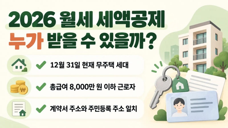 2026 월세 환급금 신청 방법｜세액공제 조건과 필요서류