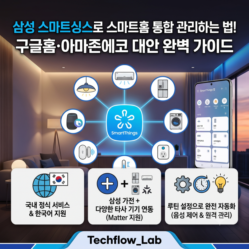 삼성 스마트싱스로 스마트홈 통합 관리하는 법! 구글홈·아마존에코 대안 완벽 가이드