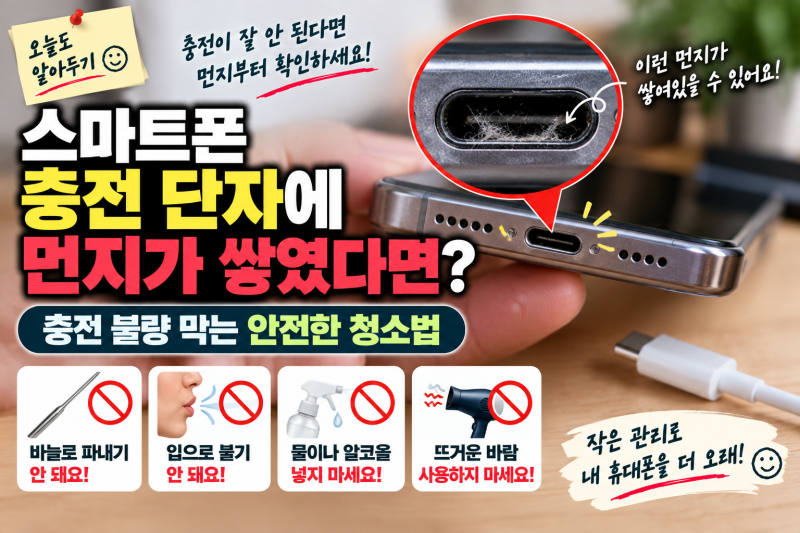 스마트폰 충전 단자에 먼지가 쌓였다면? 충전 불량 막는 안전한 청소법