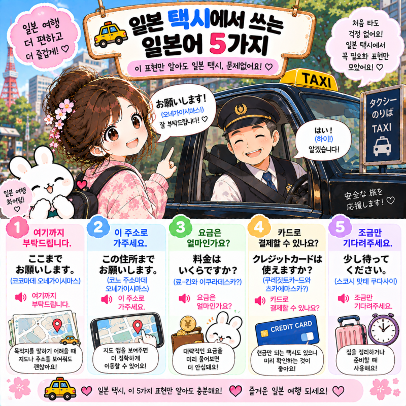 일본 택시에서 꼭 쓰는 일본어 5가지