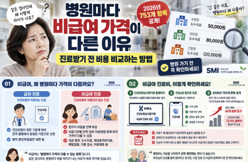 병원마다 비급여 가격이 다른 이유｜진료받기 전 비용 비교하는 방법