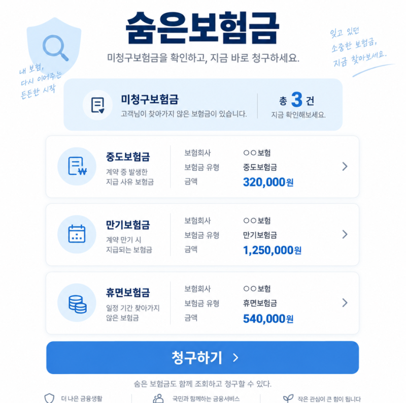 내보험찾기 조회 가입 보험과 숨은 보험금 확인