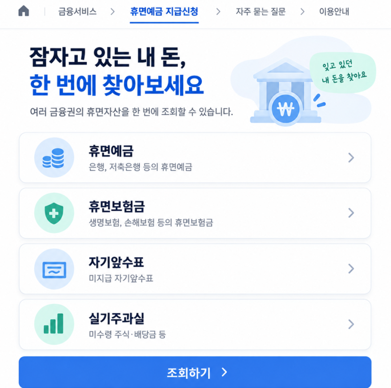 휴면예금찾기 숨은 돈 조회부터 지급신청까지