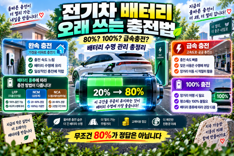 전기차 배터리 수명 늘리는 충전방법｜80% 충전·급속충전·100% 완충 제대로 알기